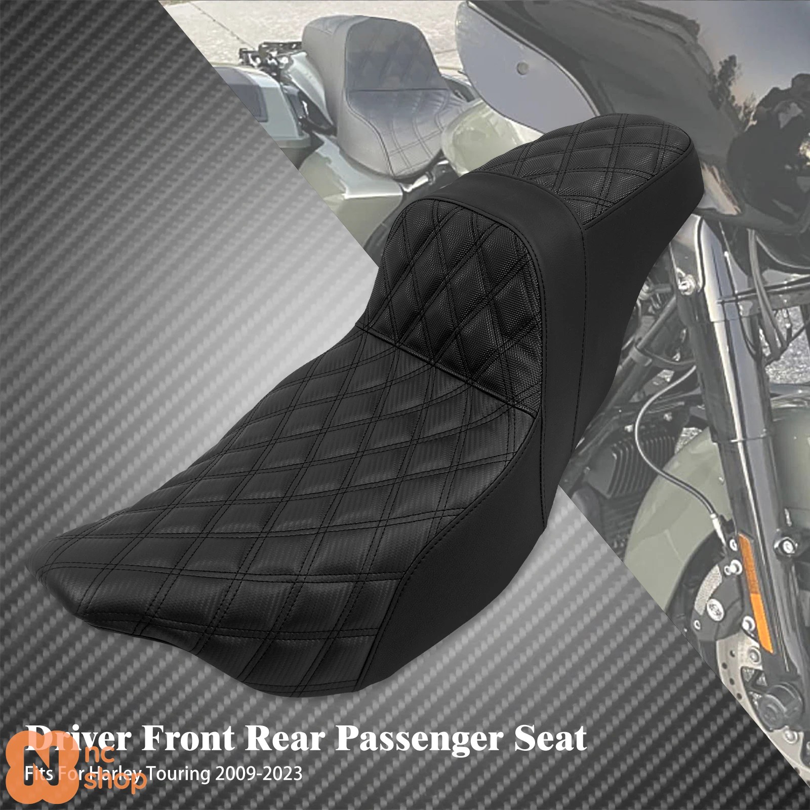 【並行輸入品】バイク用ドライバーシート ライダー用 助手席用 フロントリアクッションシート ハーレーツーリング ロードキング ストリートグライド 09-23_4