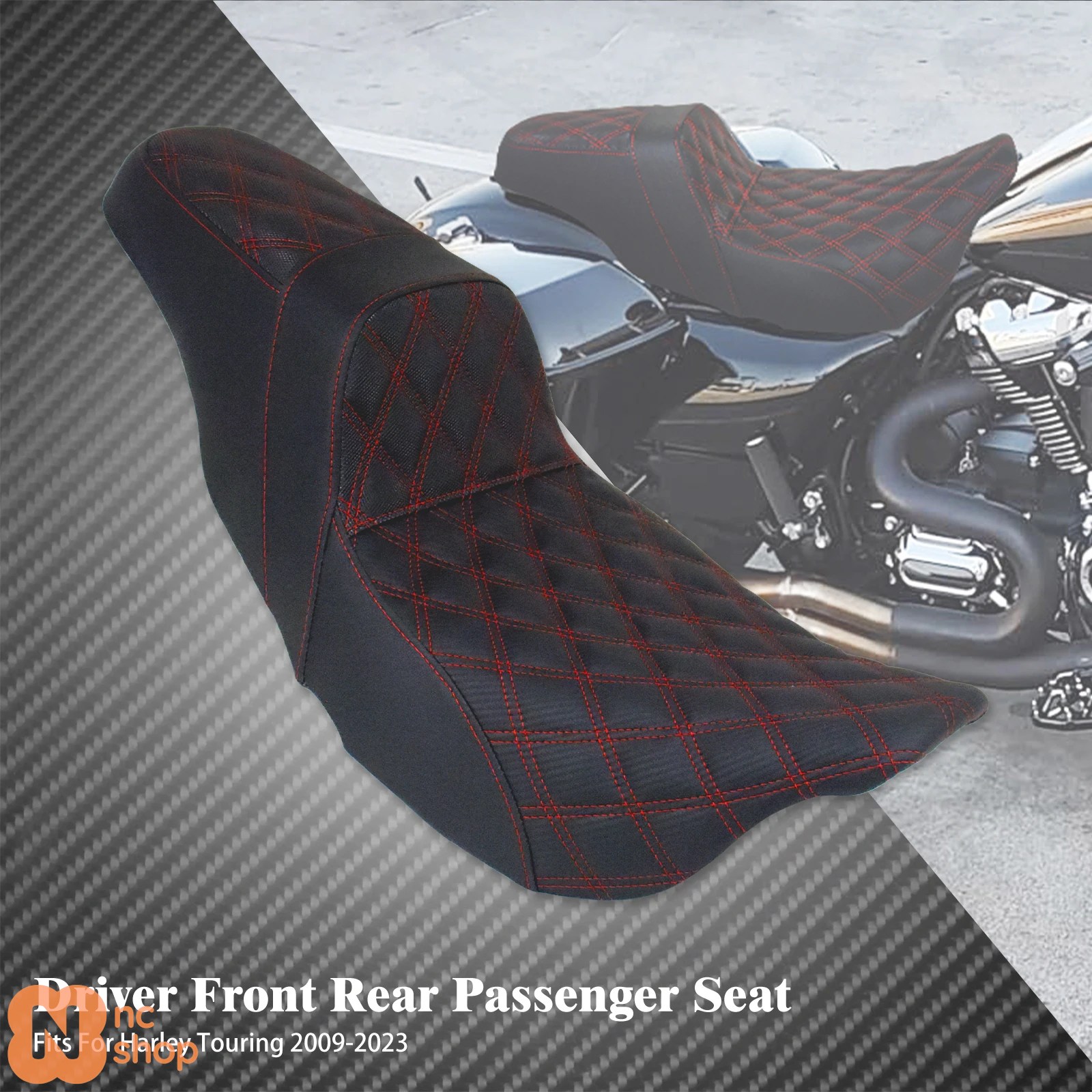 【並行輸入品】バイク用ドライバーシート ライダー用 助手席用 フロントリアクッションシート ハーレーツーリング ロードキング ストリートグライド 09-23_1