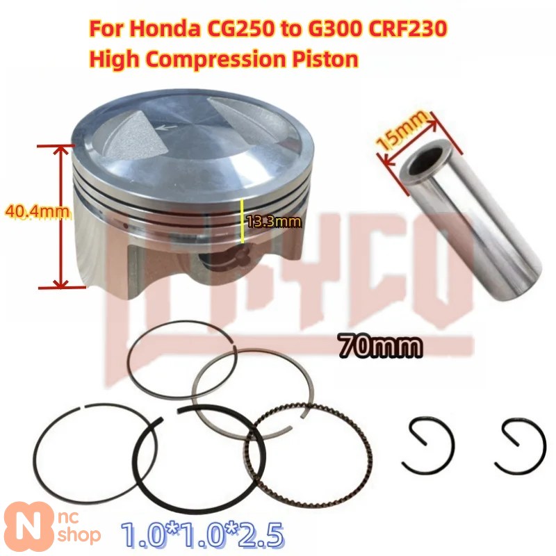 【並行輸入品】バイク用アクセサリー 65.5MM/70MM ボア ホンダ CRF230F CG250 CG300 CG 200CC〜300CC 高圧縮ピストン 15MM ピンリングキット_1