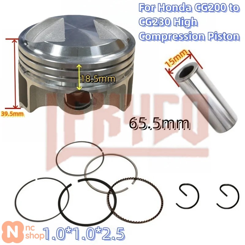 【並行輸入品】バイク用アクセサリー 65.5MM/70MM ボア ホンダ CRF230F CG250 CG300 CG 200CC〜300CC 高圧縮ピストン 15MM ピンリングキット_2