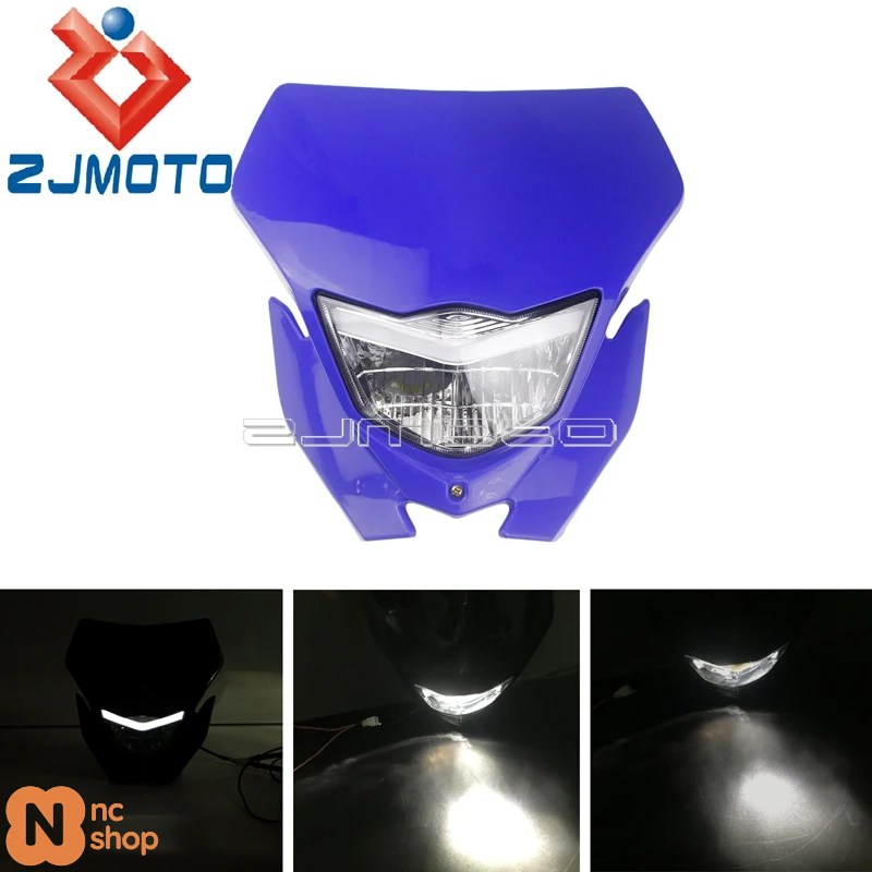 【並行輸入品】ホワイト H4 ダートバイクモトクロスヘッドライトフェアリング 汎用 ヘッドランプ ヤマハ WR250 WR450 TTR WR エンドゥーロ スーパーモトの画像