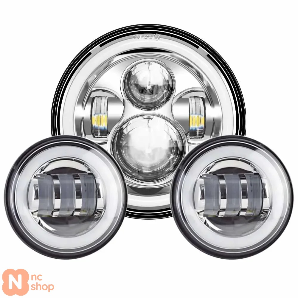 guide ヘッドライト　フォグランプ　ハーレー 並行輸入品】7インチLEDヘッドライト+4.5インチフォグランプ 7インチ