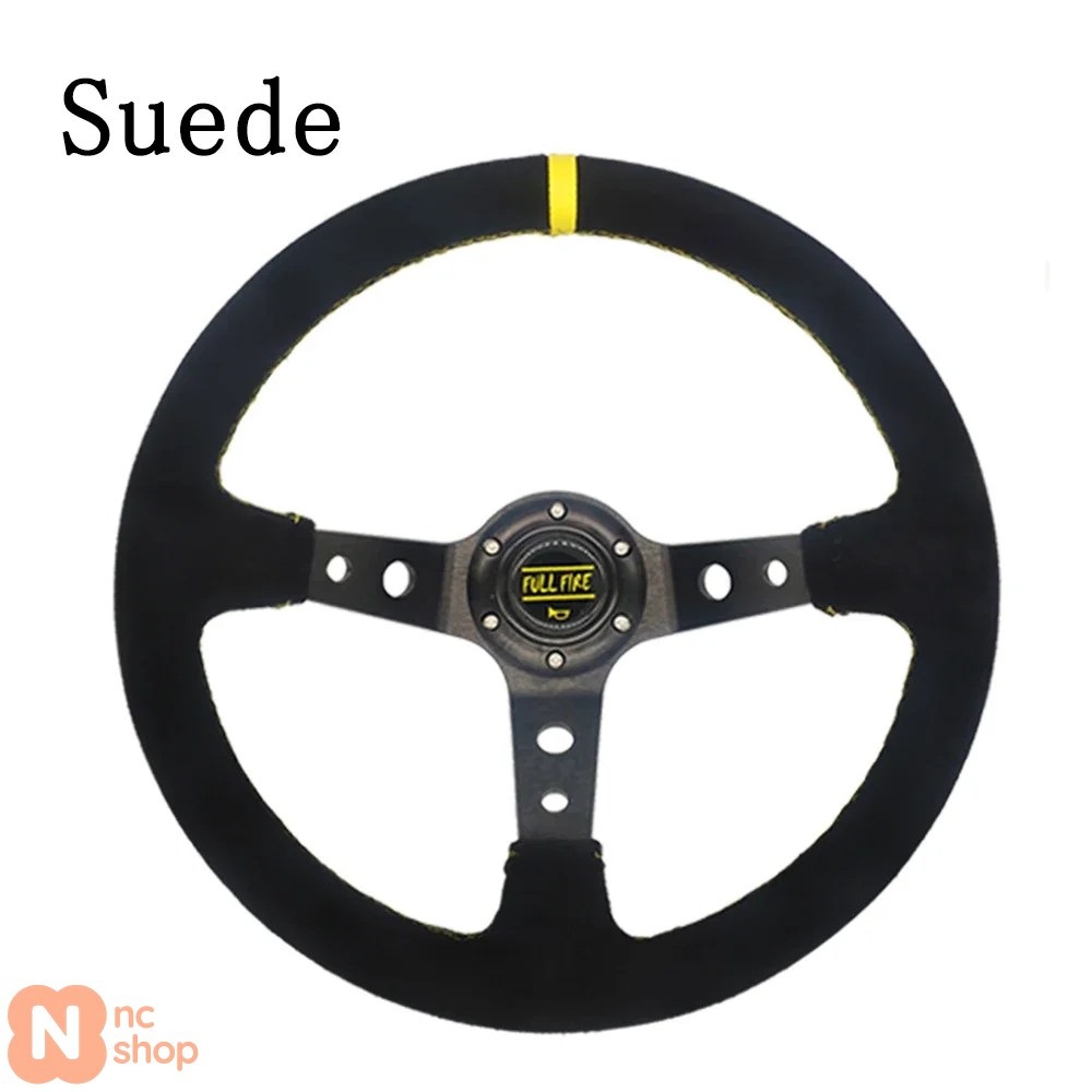 並行輸入品】 汎用 350MM スエードステアリングホイール レザー