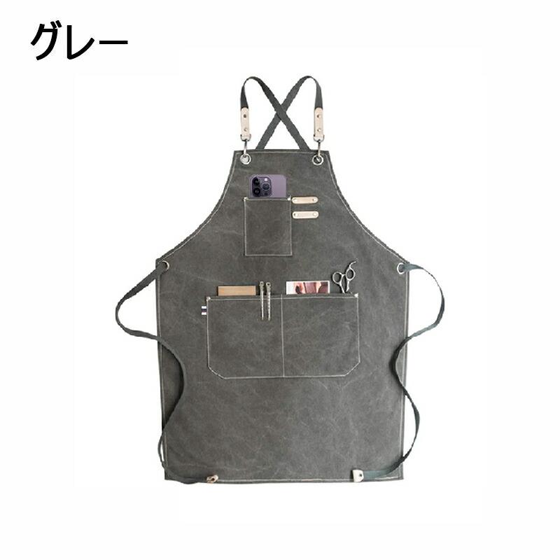 エプロン キャンバス 前掛け カフェエプロン 作業用 職人 フリーサイズ