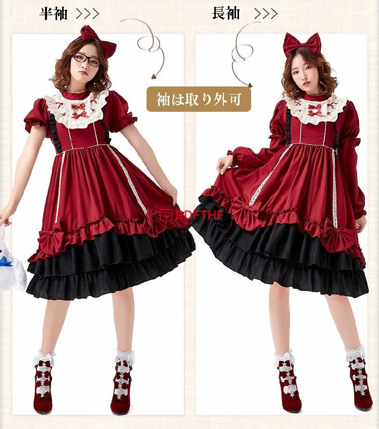 赤ずきん クリスマス ハロウィン コスチューム衣装 長袖ワンピース
