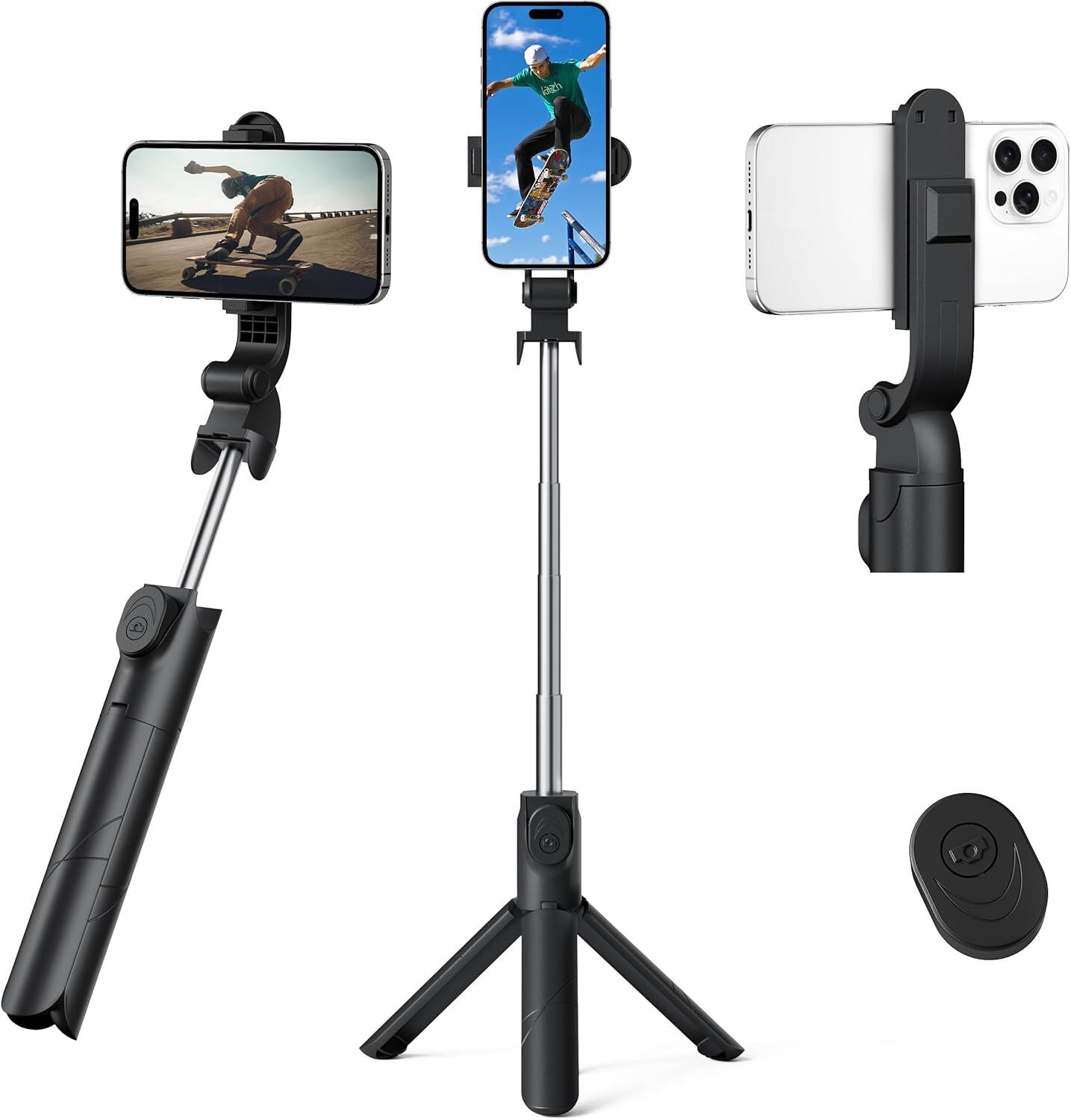 一瞬で伸縮！ポケットサイズ自撮り棒 セルカ棒 三脚兼用 スマホ
