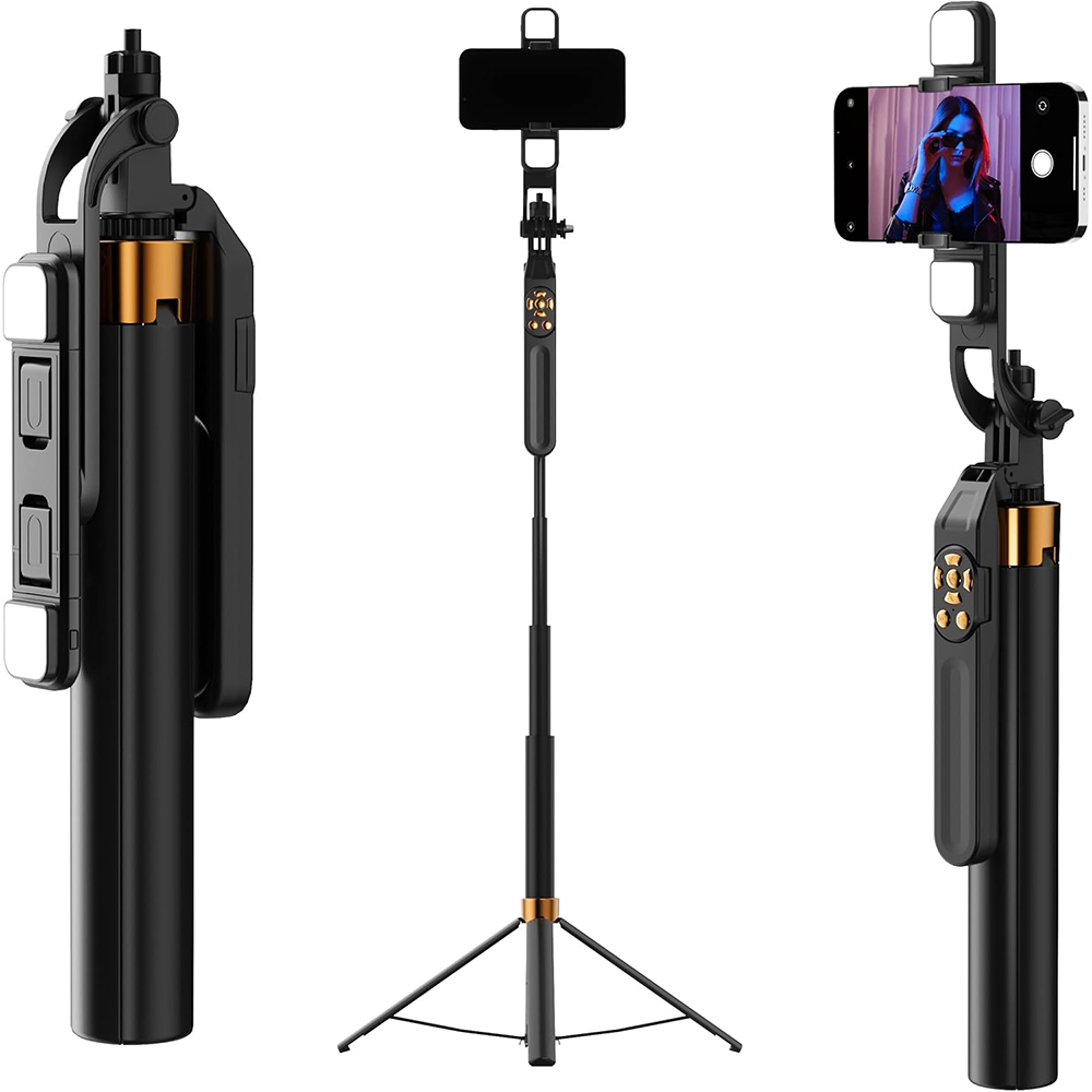 純正　超長い自撮り棒ミニ自撮り棒＋三脚 Amazon | 自撮り棒 【2024最新安定四脚モデル】三脚 スマホ i-phone
