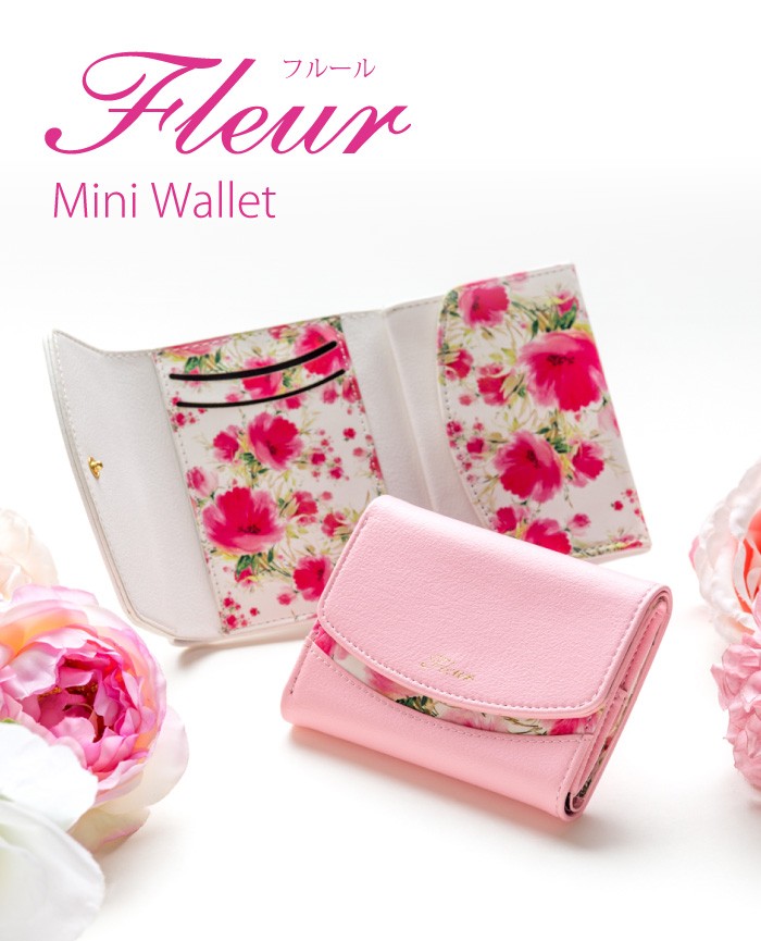 財布 レディース 三つ折り 小さめ コンパクト サイフ ミニ財布 おしゃれ ブランド 小さい財布 プチプラ 花柄 かわいい Fleur ミニウォレット  :mwt-fle:NATURAL fun 通販 
