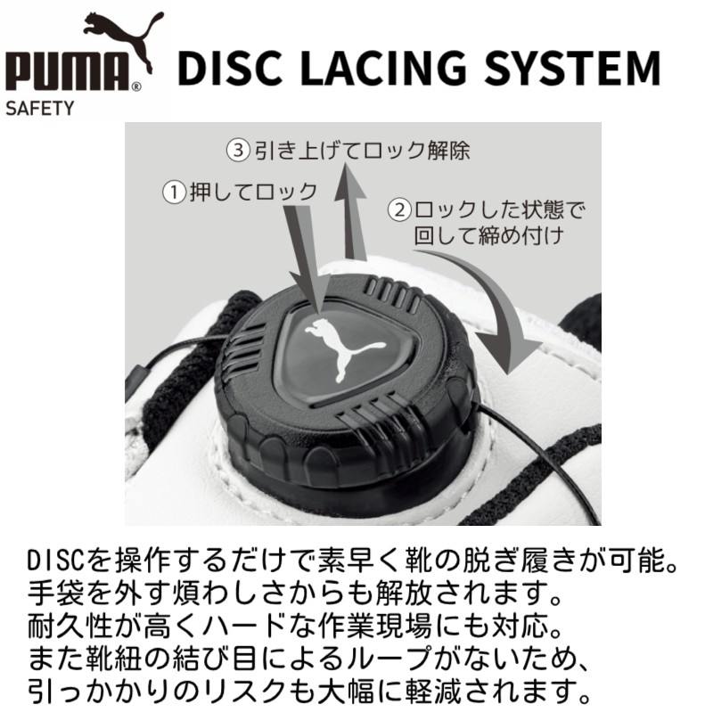 プーマ 安全靴 スイッチバック ディスク ミッド  3E 幅広 耐滑 メッシュ ディスクシステム SWITCHBACK DISC MID 作業靴 PUMA セーフティスニーカー | PUMA | 10