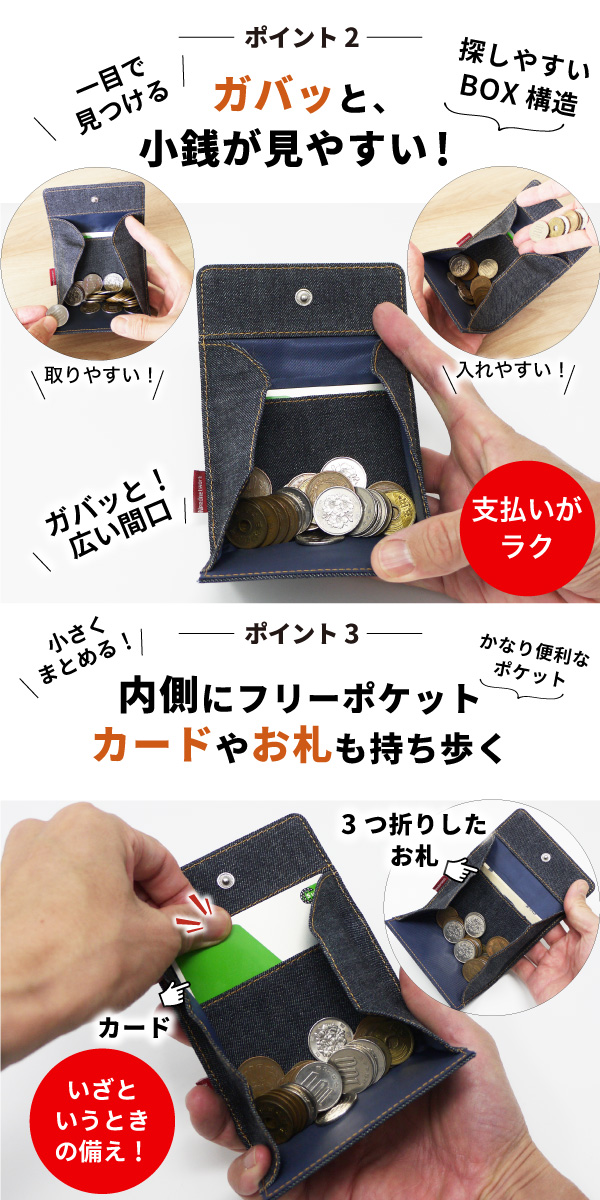 NeedNetwork コインケース 岡山デニム 小銭入れ ボックス型