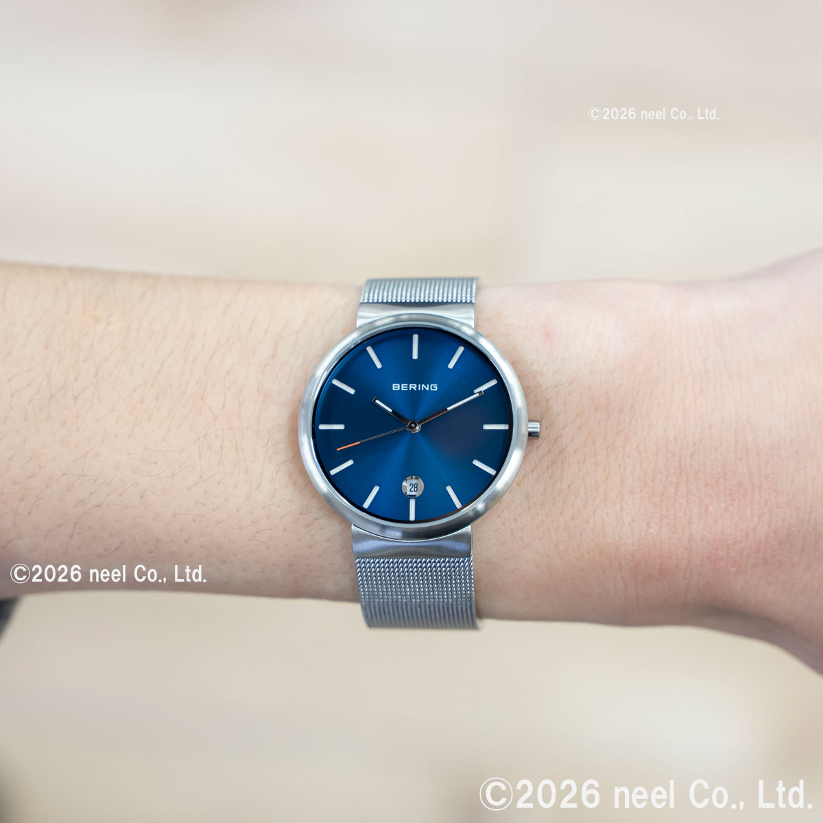 （ノベルティー付き）ベーリング BERING 腕時計 クラシック スカンジナビアン メッシュ ブルー 11035-007の画像