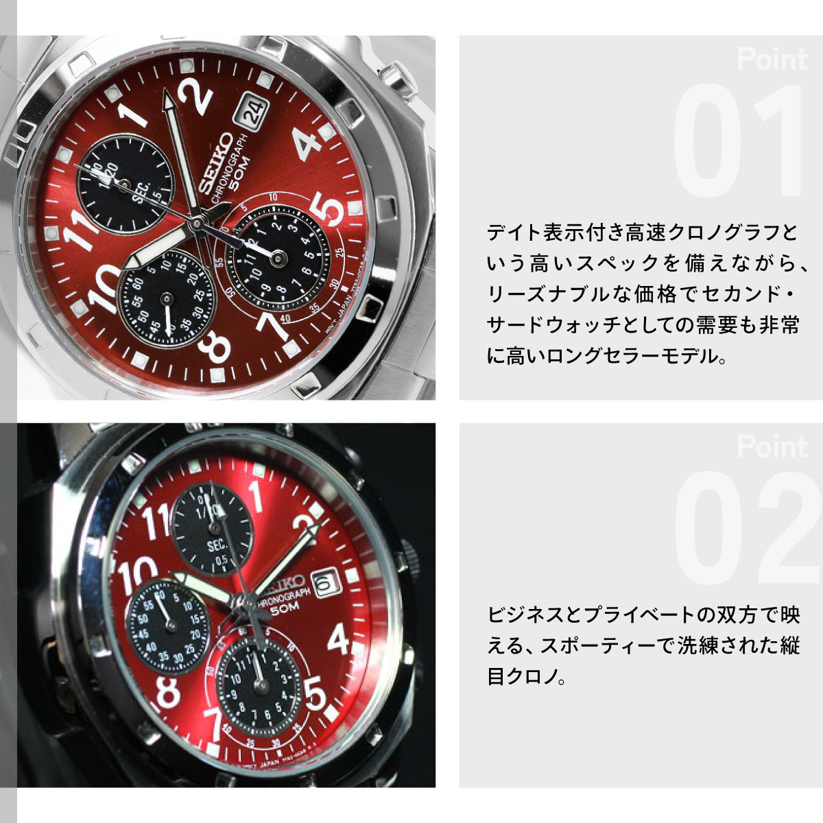 セイコーSEIKO 逆輸入 クロノグラフ SN...の詳細画像3