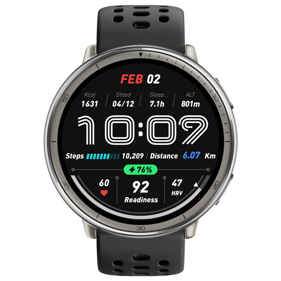 アマズフィット AMAZFIT スマートウォッチ Active 2 ブラックシリコン 腕時計 SP170073-C226の画像