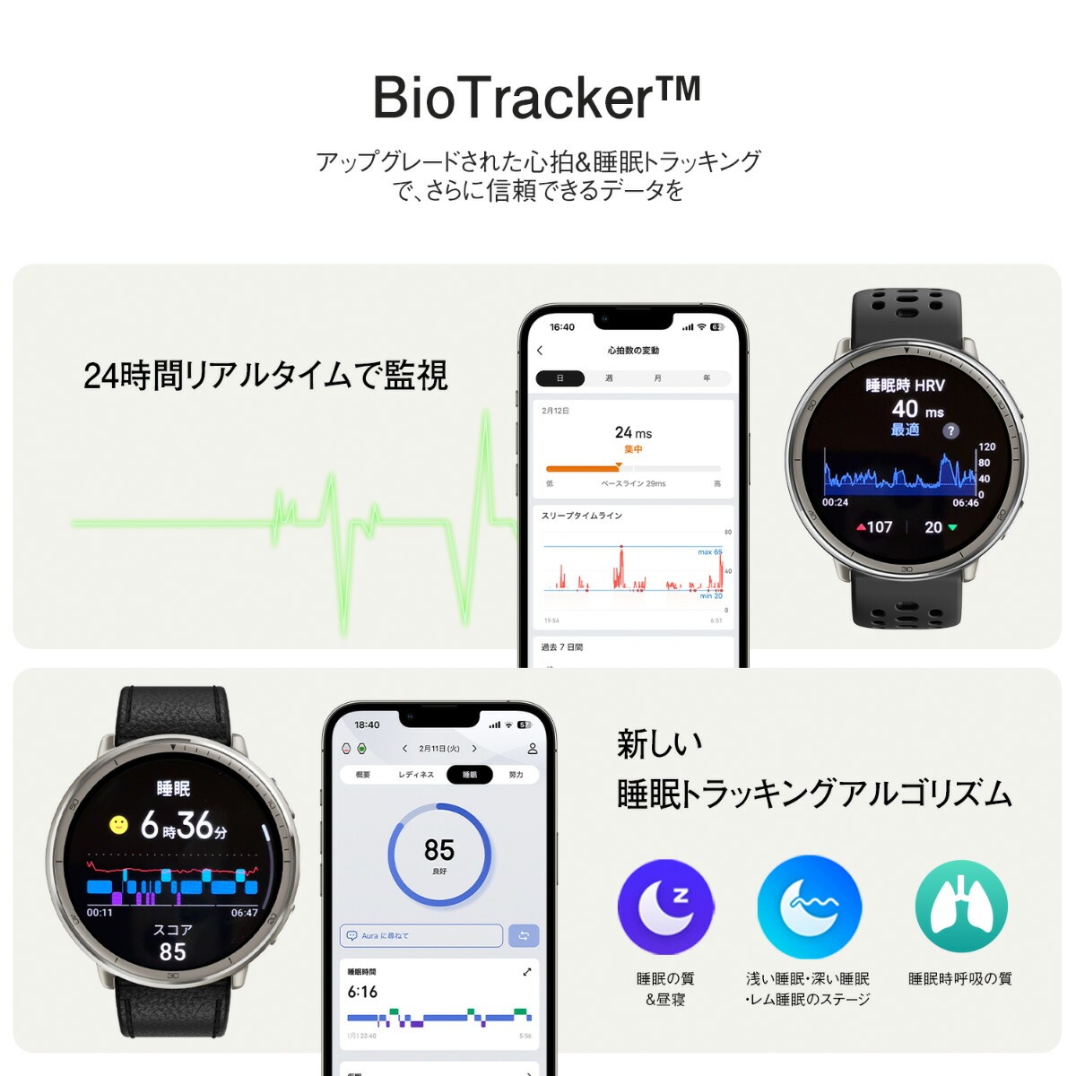アマズフィット AMAZFIT スマートウォッチ Active 2 ブラックシリコン 腕時計 SP170073-C226の画像