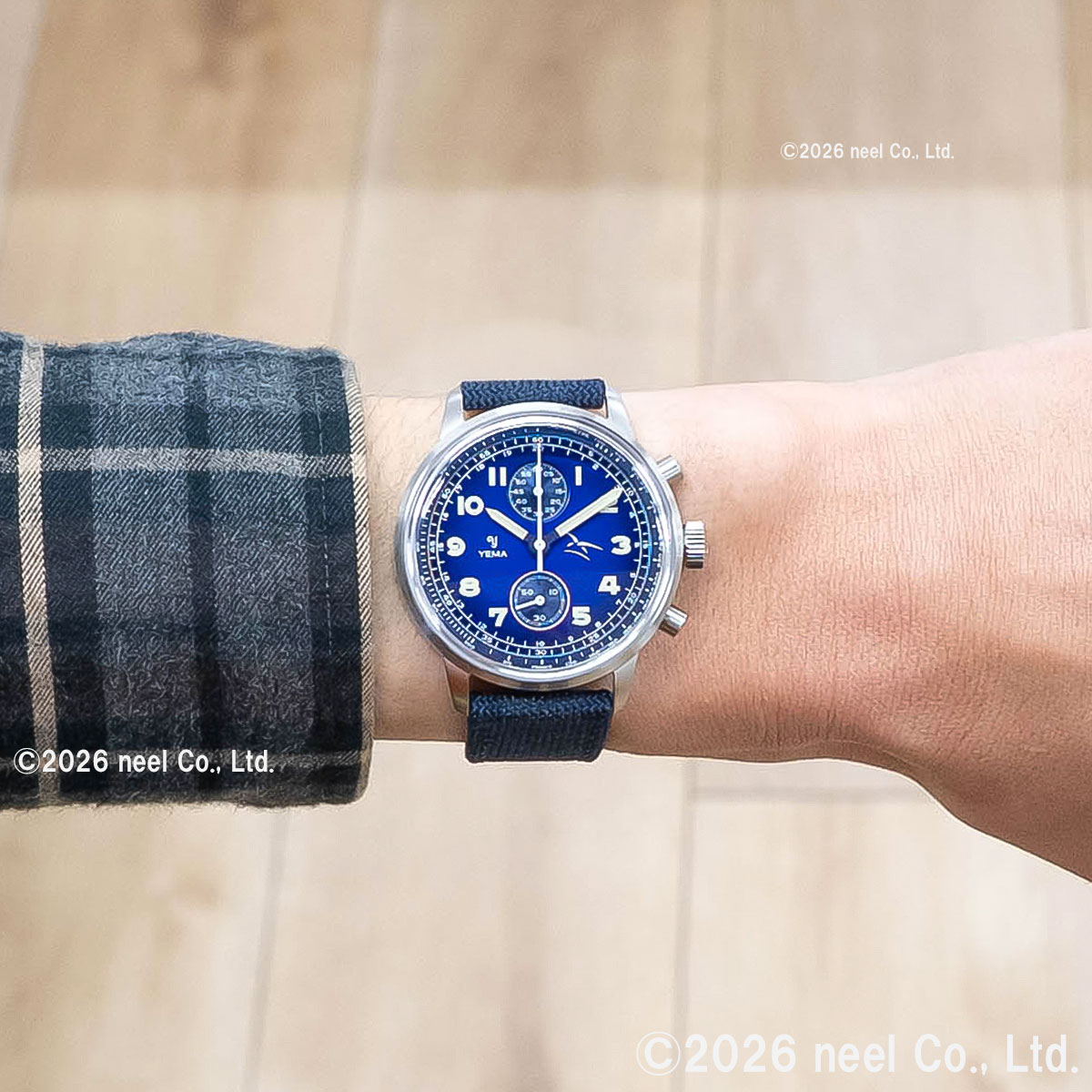 【美品】YEMA PARIS 腕時計 メンズ クオーツ 100M防水 フランス製 イエマ YEMA フライグラフ FAF クォーツ フランス空軍モデル ブルー