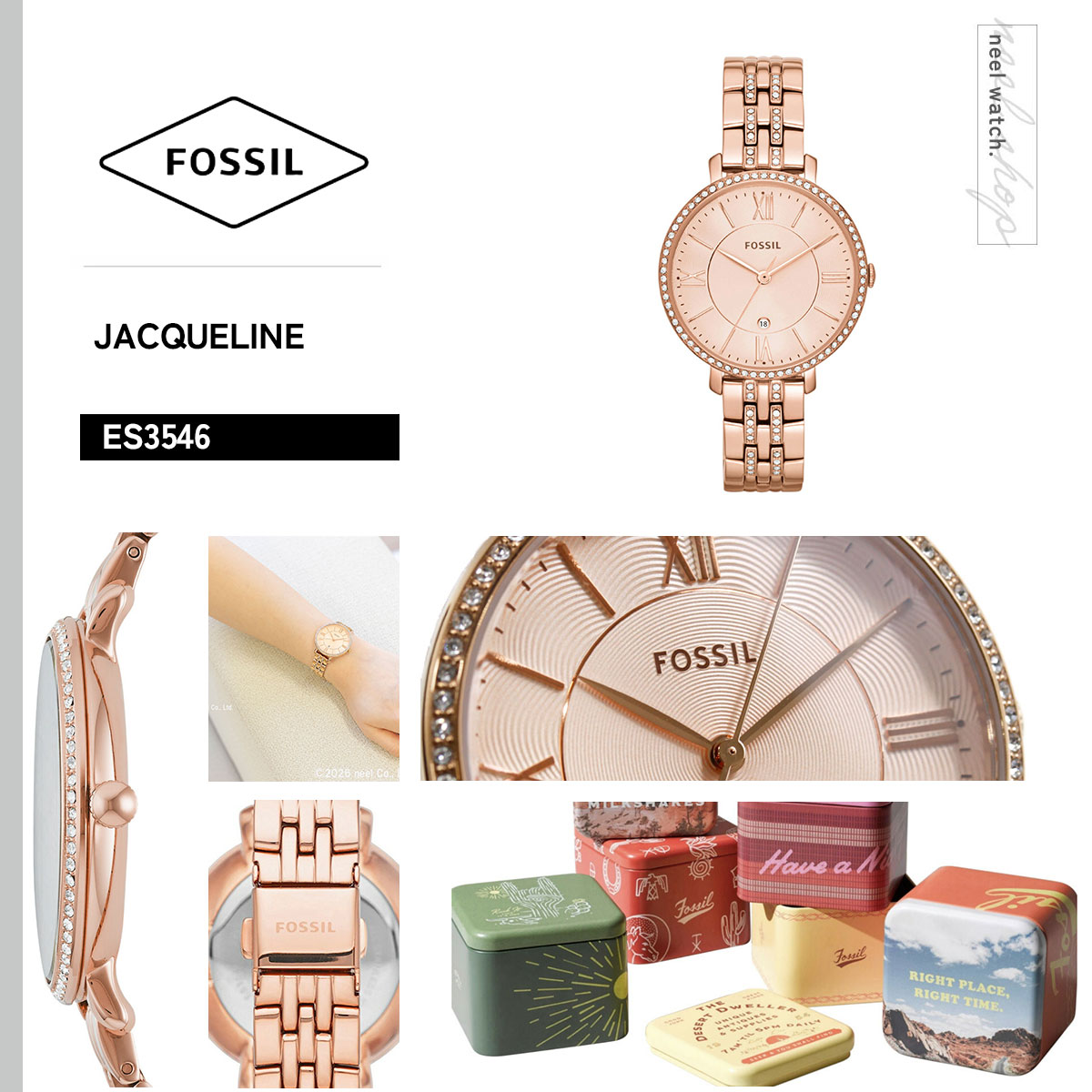 FOSSIL（フォッシル） 腕時計 レディース JACQUELINE 三針 ローズ 