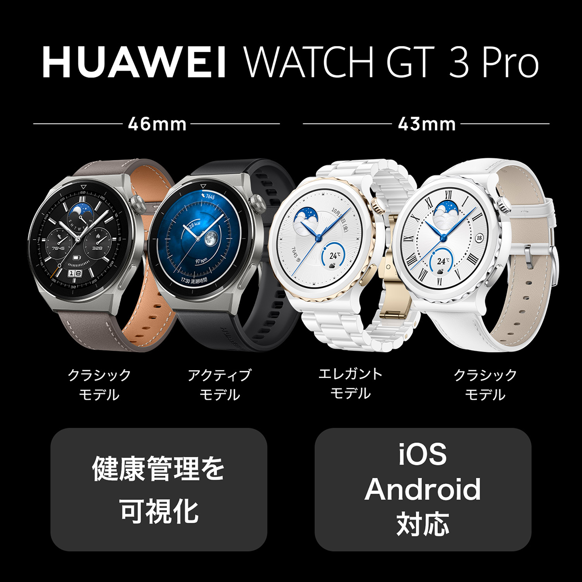 ファーウェイ HUAWEI スマートウォッチ WATCH GT3 Pro ODN-B19-GRY GPS