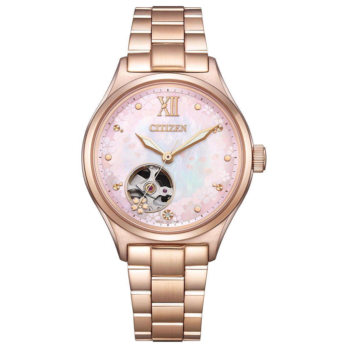 シチズンコレクション 自動巻 オープンハート 限定 桜 腕時計 レディース PC1015-59W CITIZEN COLLECTIONの画像