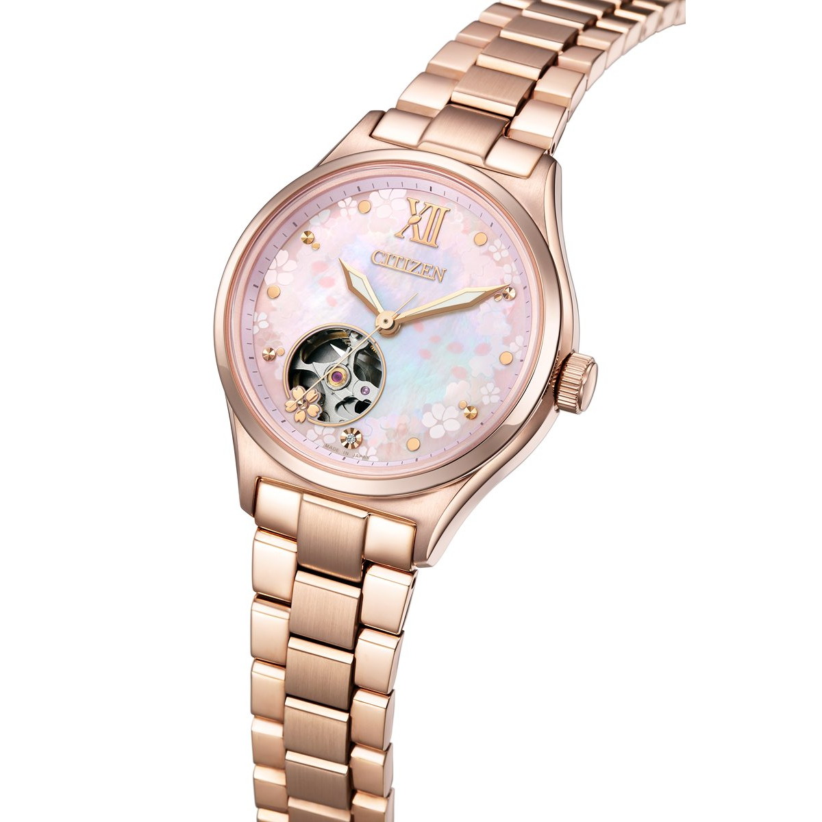 シチズンコレクション 自動巻 オープンハート 限定 桜 腕時計 レディース PC1015-59W CITIZEN COLLECTIONの画像