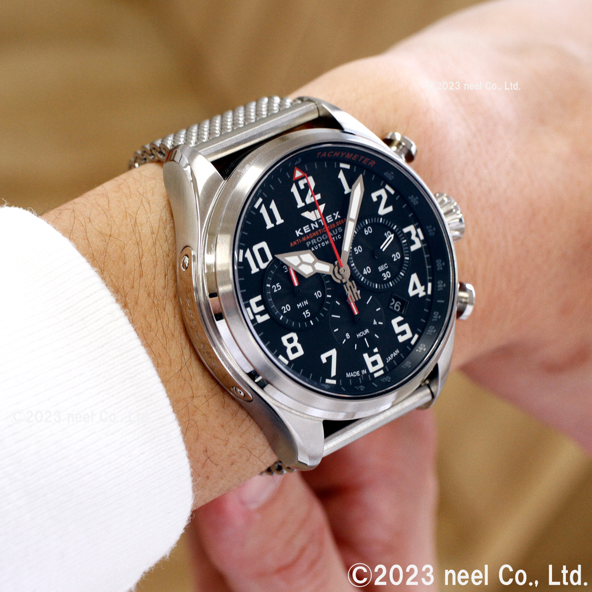 ケンテックス KENTEX 腕時計 日本製 メンズ 耐磁時計 自動巻き クロノ 