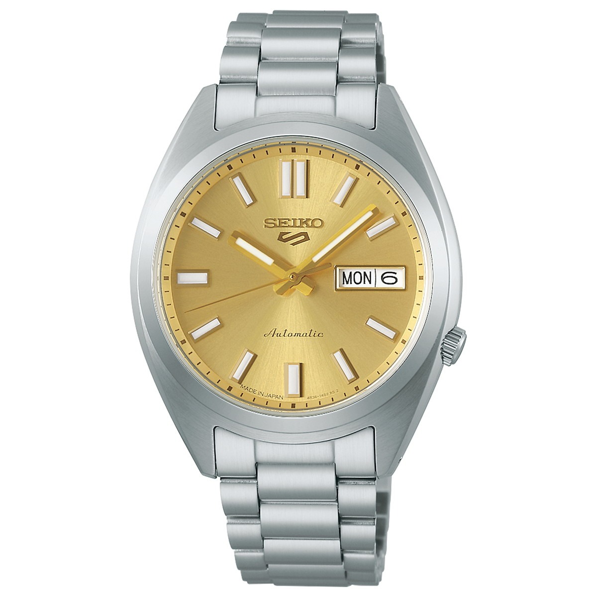 k*5様 セイコー　SEIKO 自動巻　ホワイト　ゴールド　6r15 Dバックル セイコー5 自動巻き（文字盤カラー：ゴールド系）のおすすめ人気商品