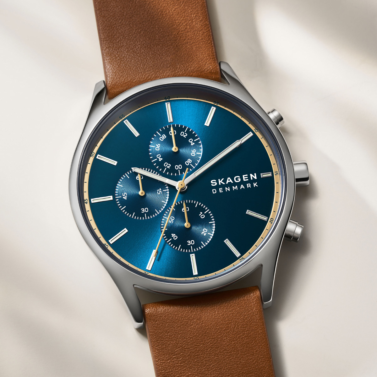 HOLST スカーゲン SKAGEN 腕時計 メンズ クロノグラフ ラゲッジレザー