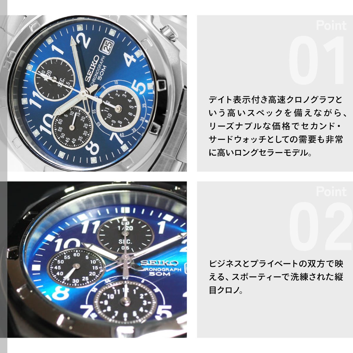 SEIKO（セイコー） 逆輸入 クロノグラフ SND193 : neelセレクト 