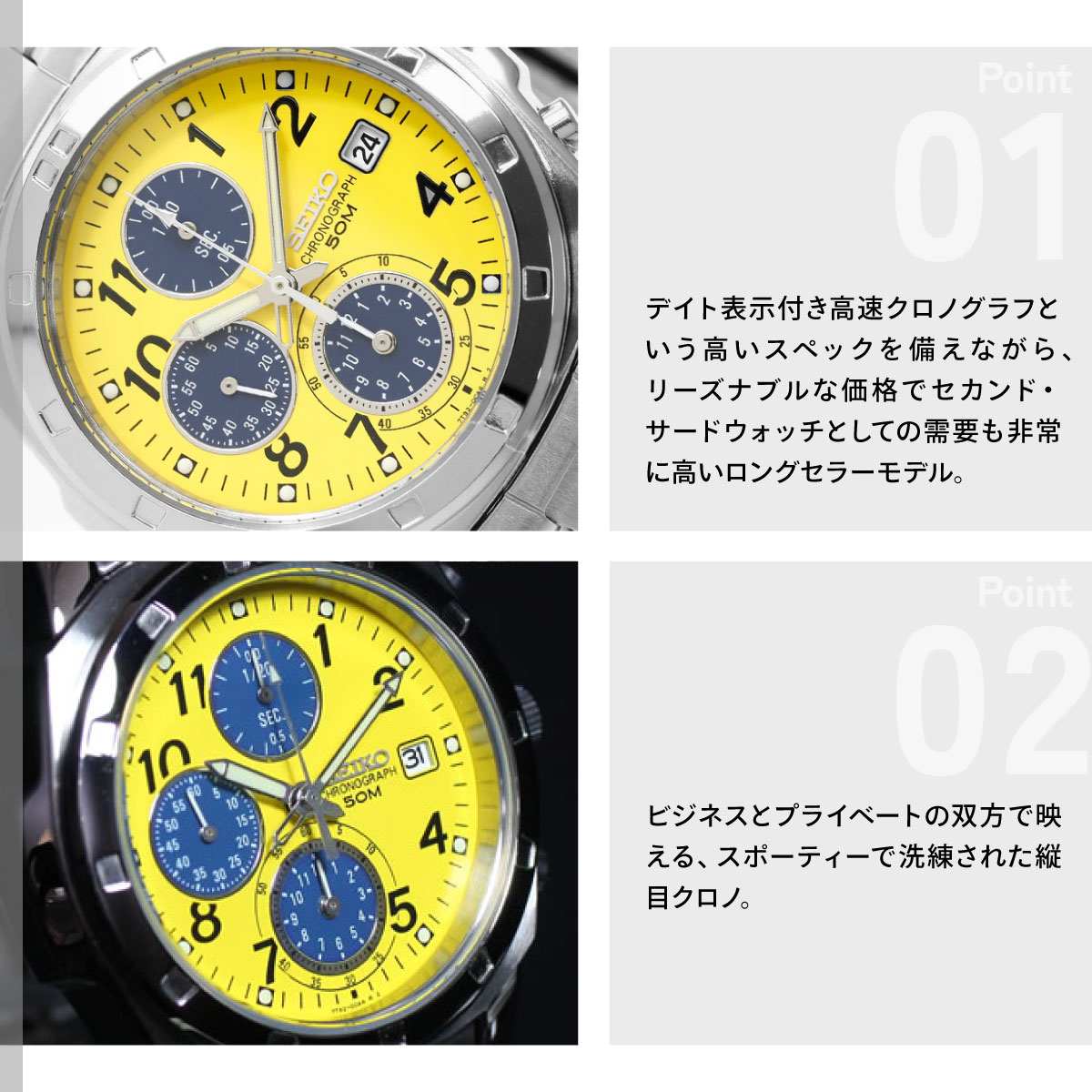 SEIKO（セイコー） 海外モデル 逆輸入 クロノグラフ SND409 : neel