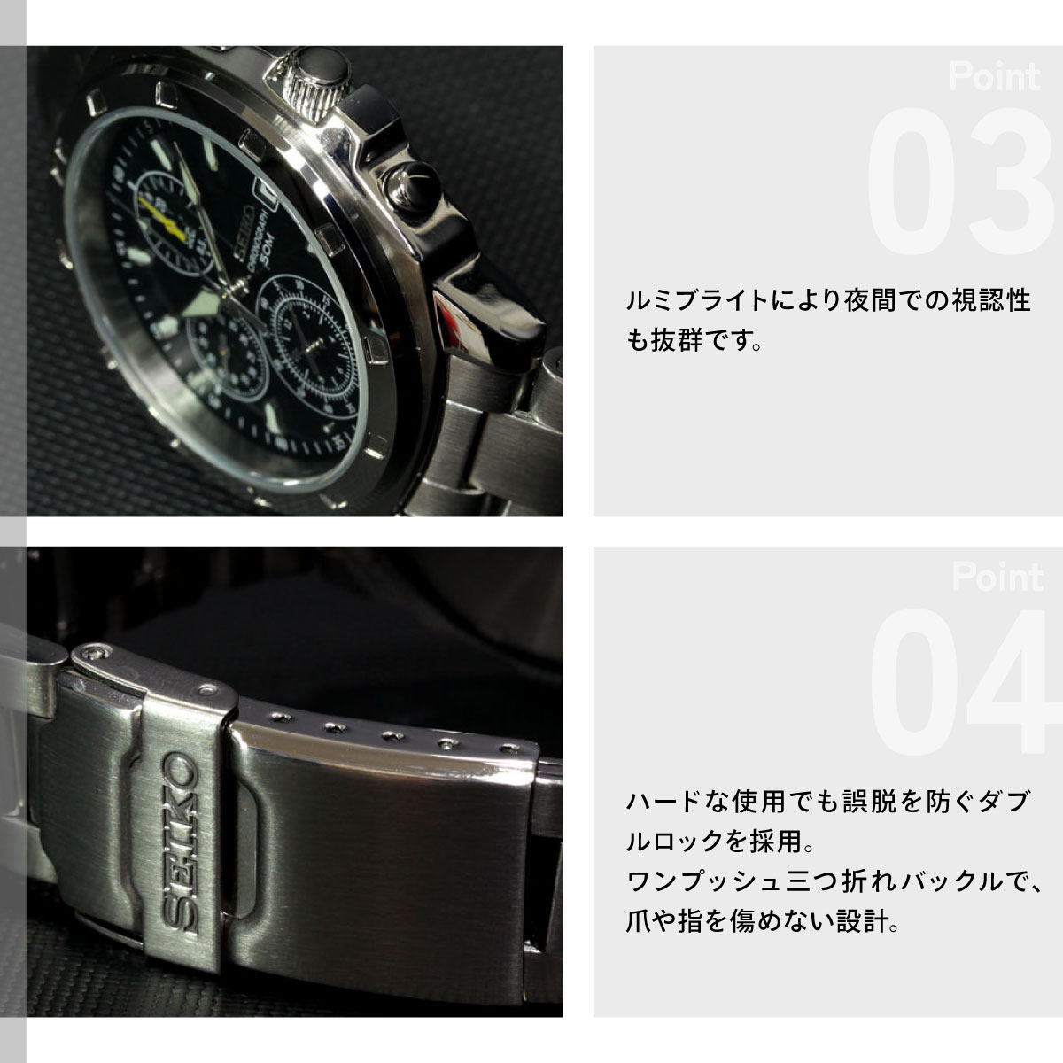 SEIKO（セイコー） 海外モデル 逆輸入 クロノグラフ SND411 : neel