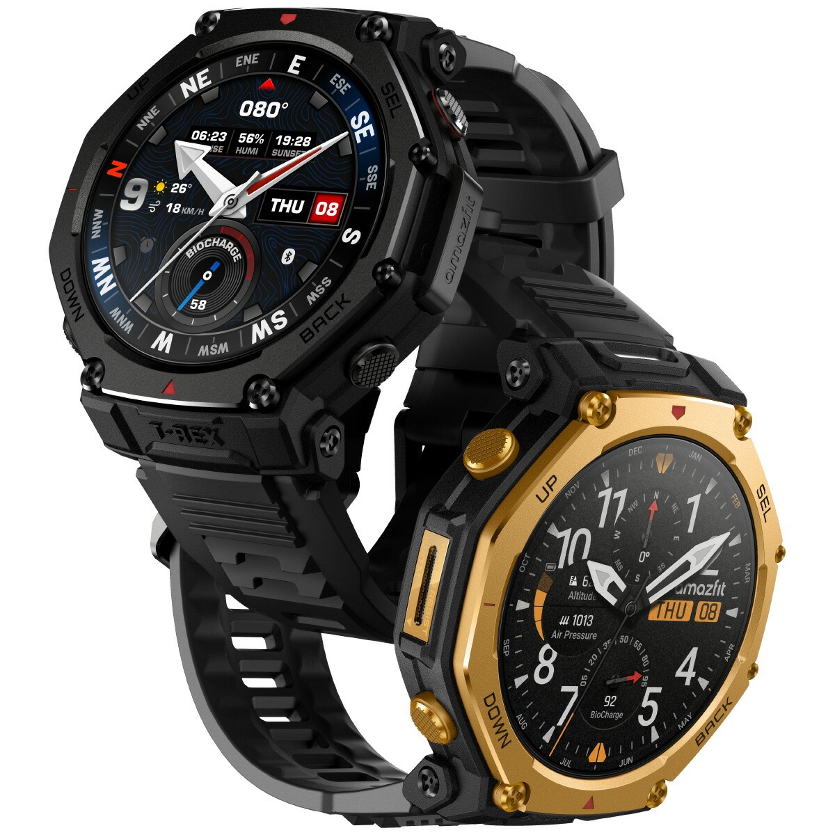 【新品】アマズフィット Amazfit 腕時計 ユニセックス SP170078-C239 T-Rex 3 Pro 充電式クオーツ ブラックxブラック デジタル表示 アマズフィット AMAZFIT スマートウォッチ T-Rex 3 Pro 44mm