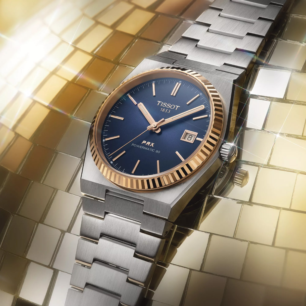 正規品 未使用に近い TISSOT PRX 自動巻時計 ネイビー TISSOT ティソ 腕時計 PRX オートマティック自動巻 35mm アイス