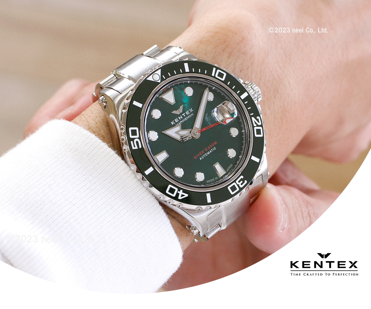 kentex ケンテックス　マリンマン　限定品　マザーオブパール　美品 KENTEX マリンGMT ブルー メタルベルト／ MARINE GMT Blue Metal