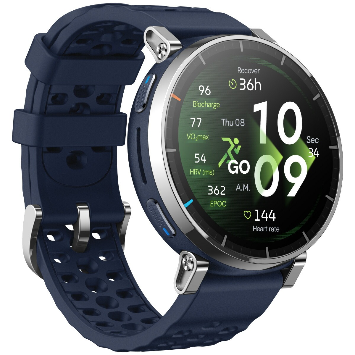 （期間限定価格）（ノベルティー付き）アマズフィット AMAZFIT スマートウォッチ Active 3 Premium ブルー SP170082-C116の画像