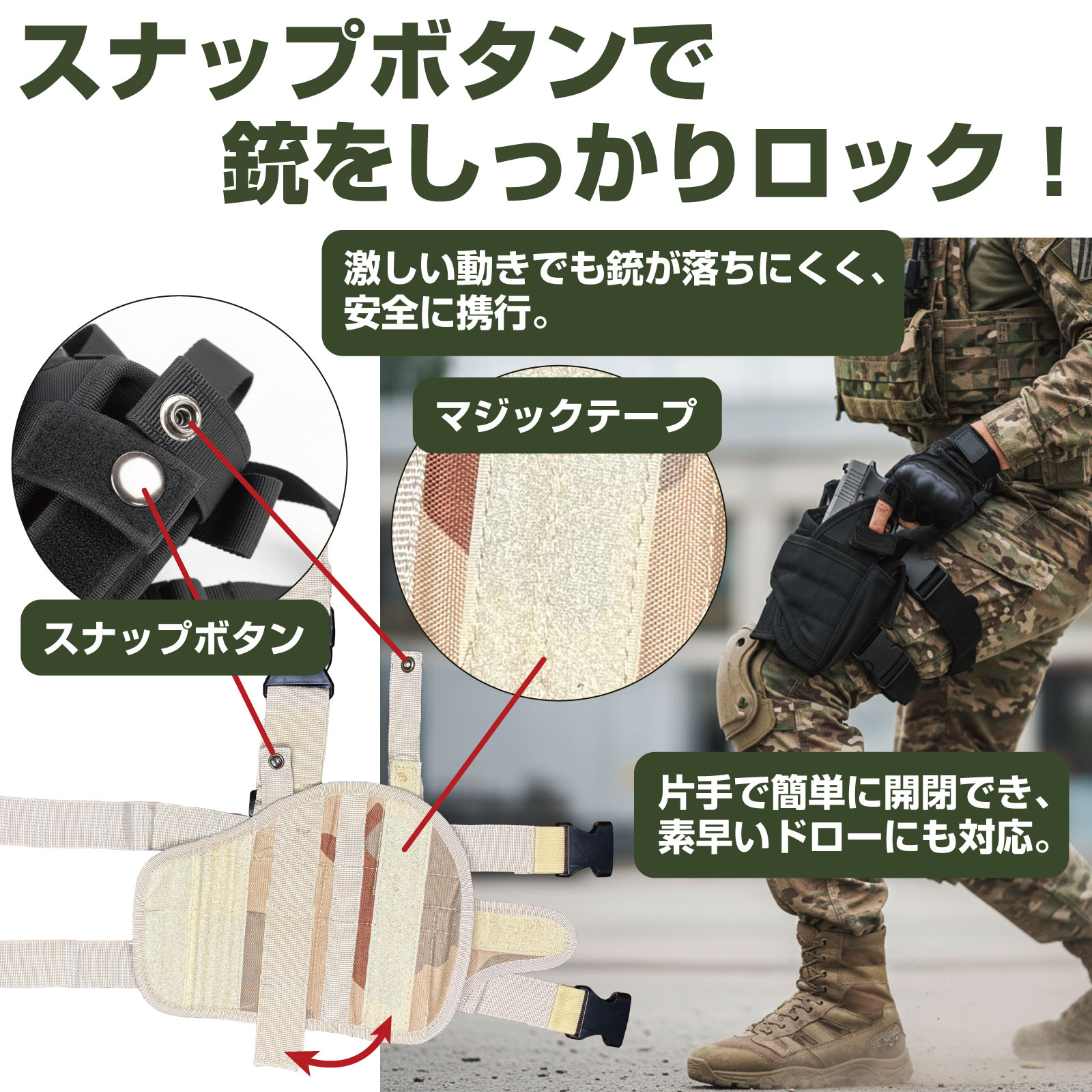 レッグホルスター 右足用 ホルスター ガンホルダー Negesu(ネグエス)