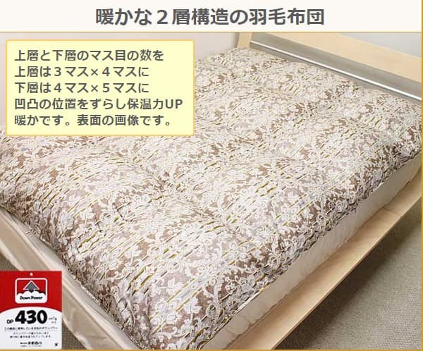 京都西川93％430dpマザーグース羽毛布団