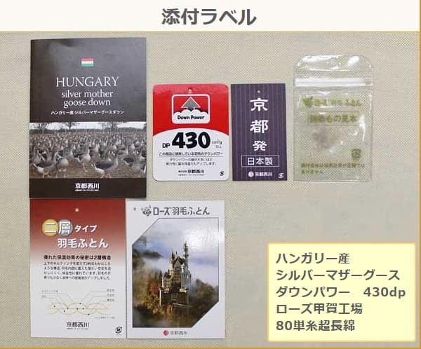 京都西川93％430dpマザーグース羽毛布団