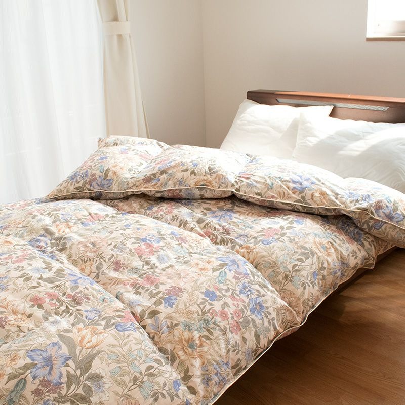 高級羽毛布団　伊藤清商店　立体キルト　シングルロング　柄つき 羽毛布団 シングルロング リサイクルダウン70% 150×210cm 洗える 立体