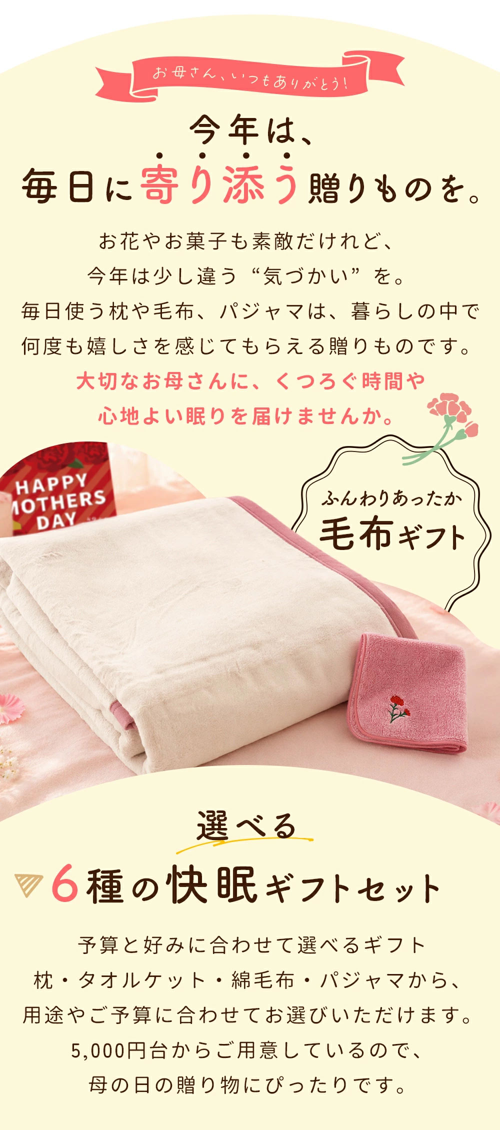 母の日ギフト 綿マイヤー毛布 シングル 今治タオル ハンカチ