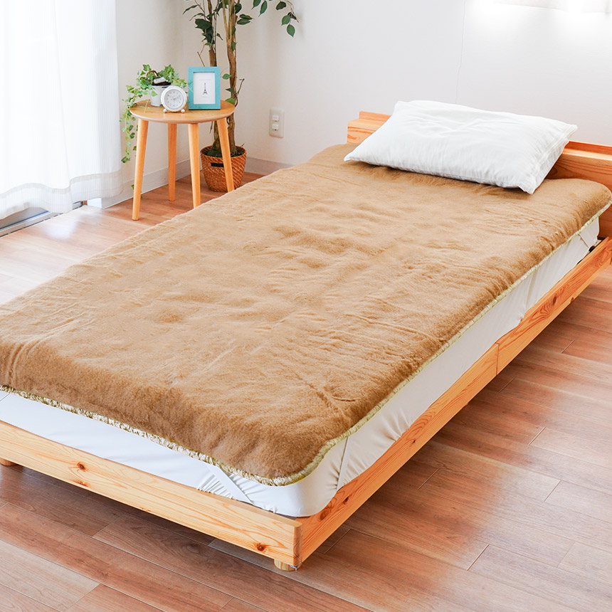 キャメル敷きパッド シングル 日本製 キャメル100％ ハイパイル 毛布