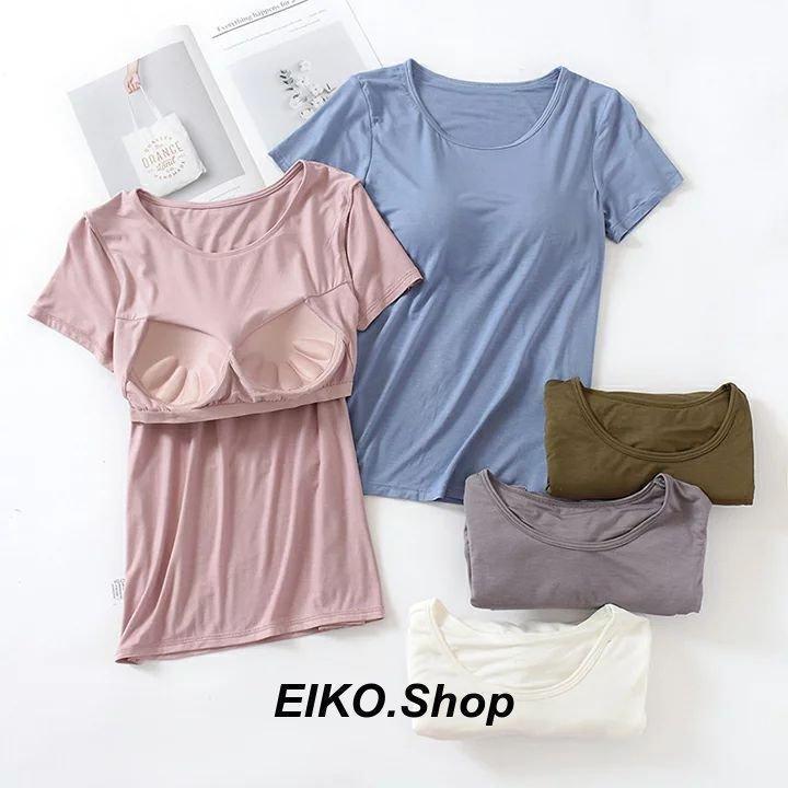 9カラー無地Tシャツ カップ付き レディース 半袖 インナー シャツ カットソー ブラトップ 半袖 ストレッチ性 肌触り抜群！軽量 バーゲン カップ付無地Tシャツ 楽ちん レディース 半袖 9カラーインナー