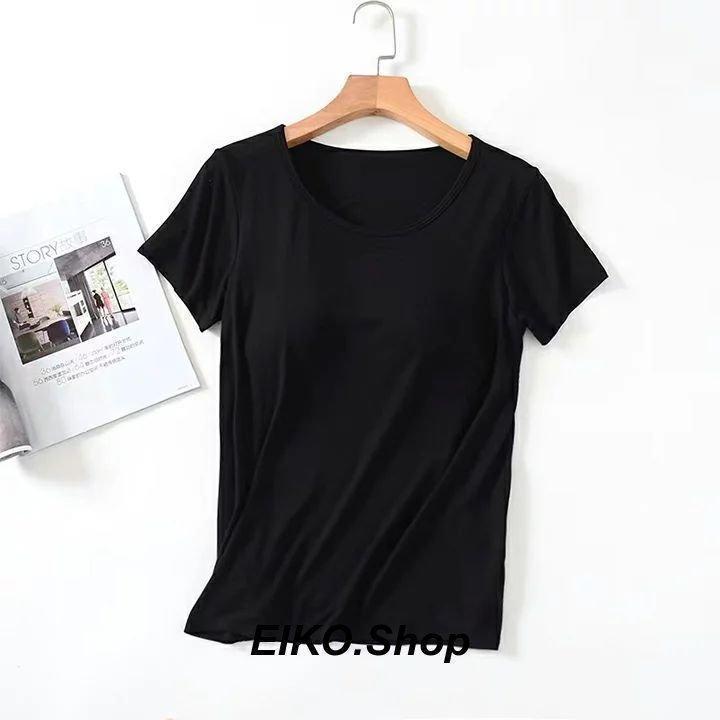 9カラー無地Tシャツ カップ付き レディース 半袖 インナー シャツ カットソー ブラトップ 半袖 ストレッチ性 肌触り抜群！軽量 バーゲン 只今底値!9カラー無地Tシャツ カップ付き レディース 半袖