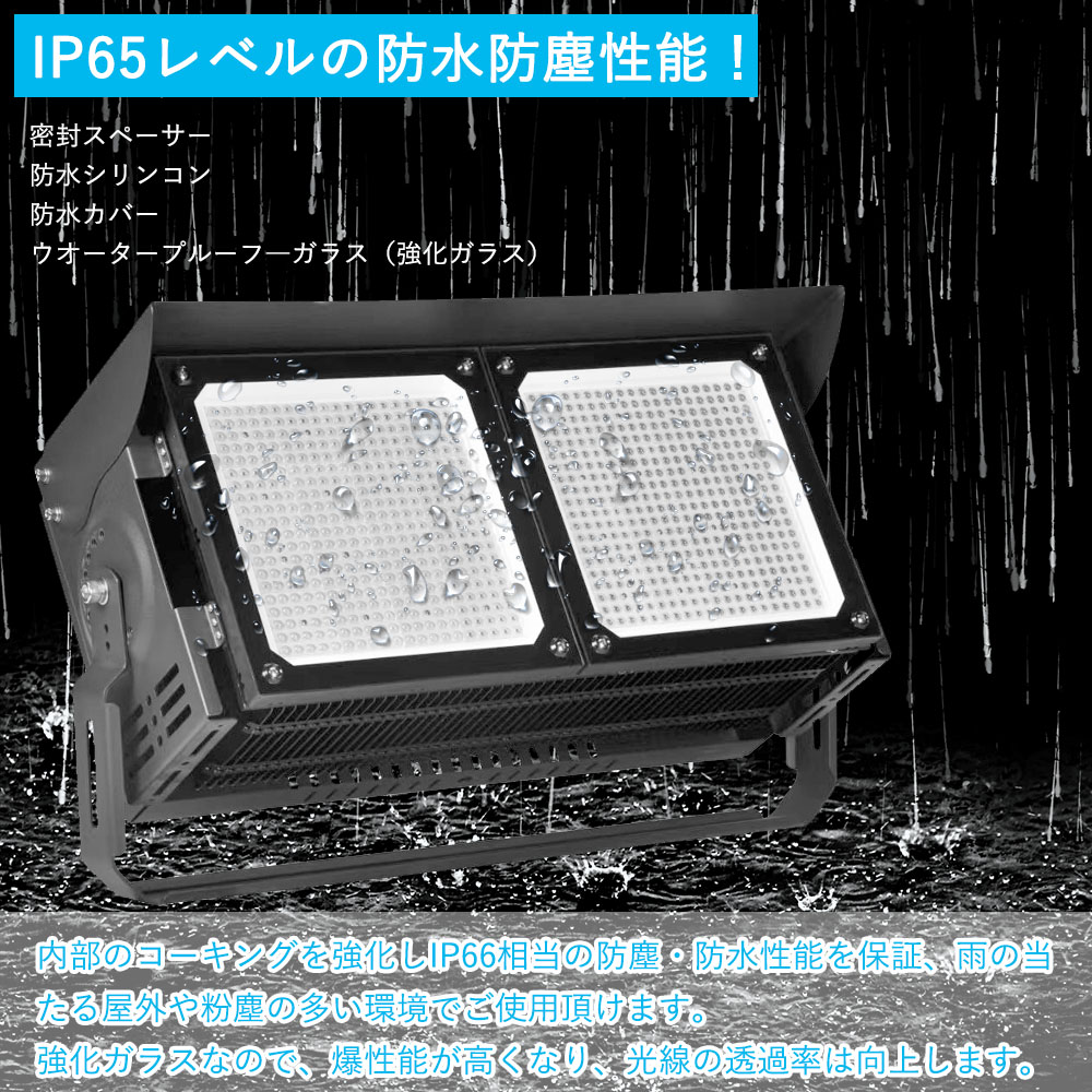 LED高天井灯　超ハイパワー投光器600W　LED投光器600W　スポットライト　MEANWELL電源本体内蔵(防水IP67)　防水LED作業灯　6000W相当　5mコード付き　省エネ　屋内屋外