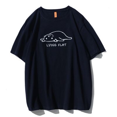 猫柄メンズTシャツ　メンズファッション　2カラー　メンズTシャツ　Tシャツ　仰向け猫　コットン100...