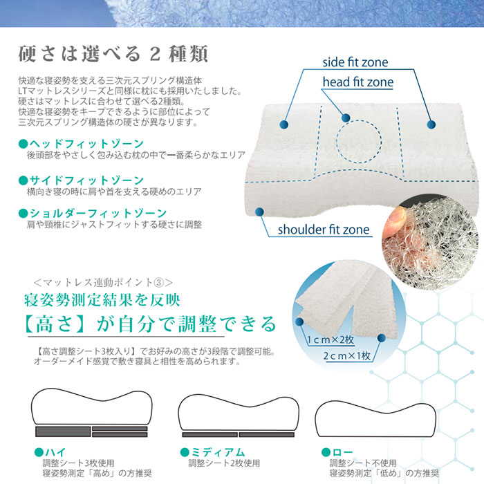 日本製 LTショルダーフィットピロー 除菌機能 キュリエス・エージー まくら 枕 洗える 高さ調整可能 フランスベッド 360309-010  360309-020
