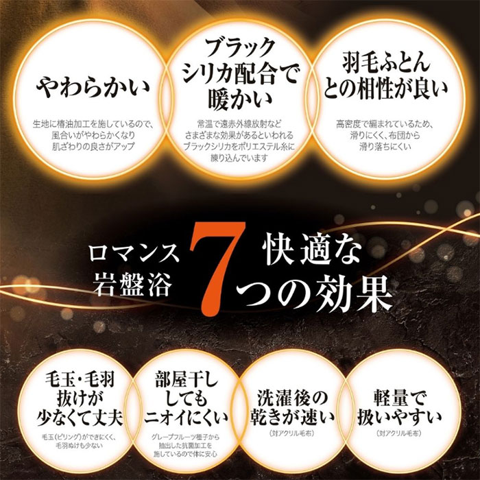 ロマンス岩盤浴 プレミアム 岩盤浴 ひざ掛け 100×70cm ブラックシリカ