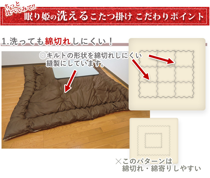 眠り姫の洗えるこたつ掛けのこだわり