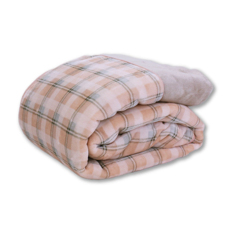 毛布 2枚合わせ フランネル 綿入り 襟付き 2枚合わせ毛布 マイヤー毛布 衿 シングルサイズ チェック柄 暖かい 保温 ふわふわ  軽い140×200cm
