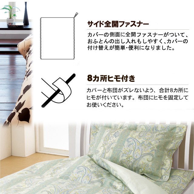 新品★綿100%ブルーすみれ花束とリボンのシングル布団カバーと枕カバー３点セット 新品 綿100%ブルーすみれ花束とリボンのシングル布団カバーと枕