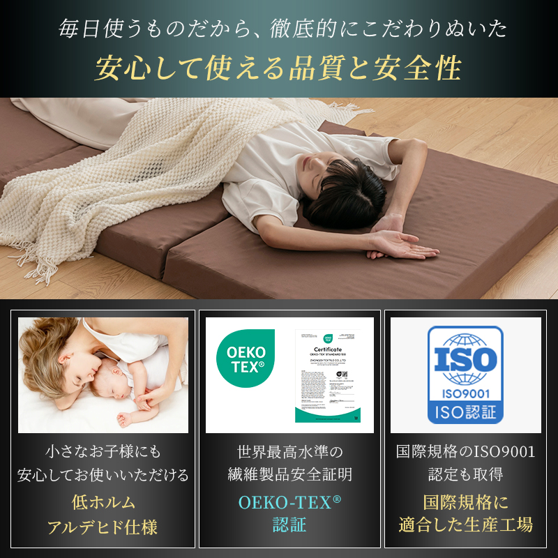 fuwawa 【クーポンで4880】マットレス 高反発 三つ折り シングル 極厚