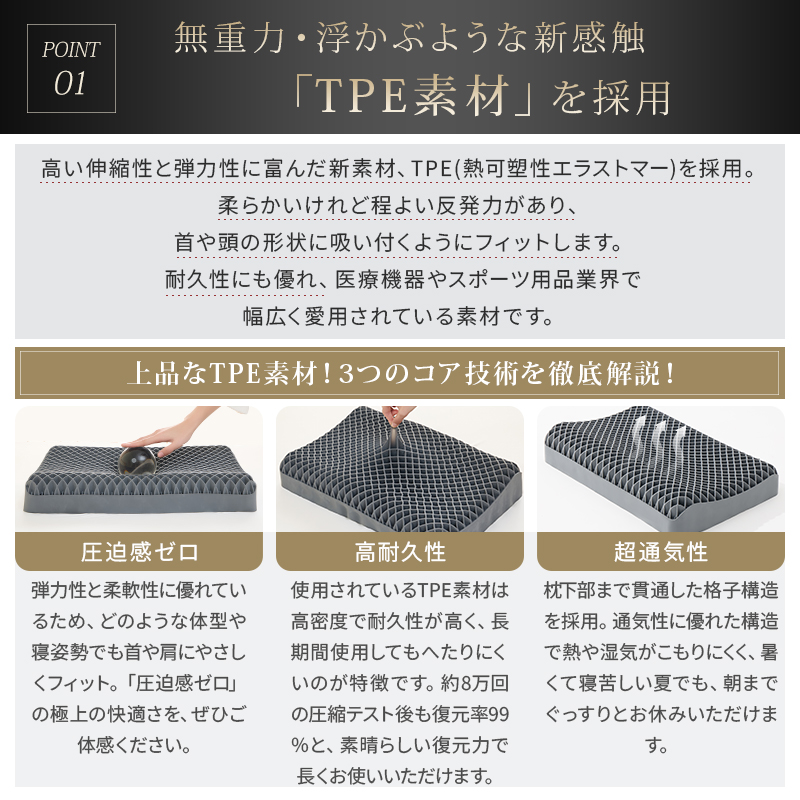 fuwawa 【クーポンで6,380円】枕 無重力 TPE枕 カバー付 洗える 丸洗い